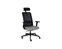 Ergonomische bureaustoel Nico, stof en mesh, 3D-armleuningen, hoofdsteun, synchroonmechanisme + zithoogteverstelling