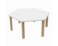 Table Fabiano Kids hexagonale avec pieds en bois - Taille T2 - Ecole maternelle