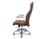 Fauteuil de direction Ergo540 Synchrone, similicuir marron, piètement chromé, roulettes chromées