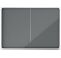 Vitrina NOBO Premium Plus de puerta corredera con fondo de fieltro 18xA4 hojas, azul