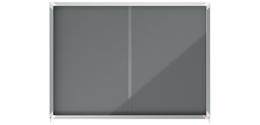 Vitrina NOBO Premium Plus de puerta corredera con fondo de fieltro 18xA4 hojas
