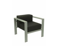 Sillón de espera Lázaro similpiel negro chasis plata