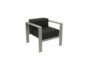 Sillón de espera Lázaro similpiel negro chasis plata