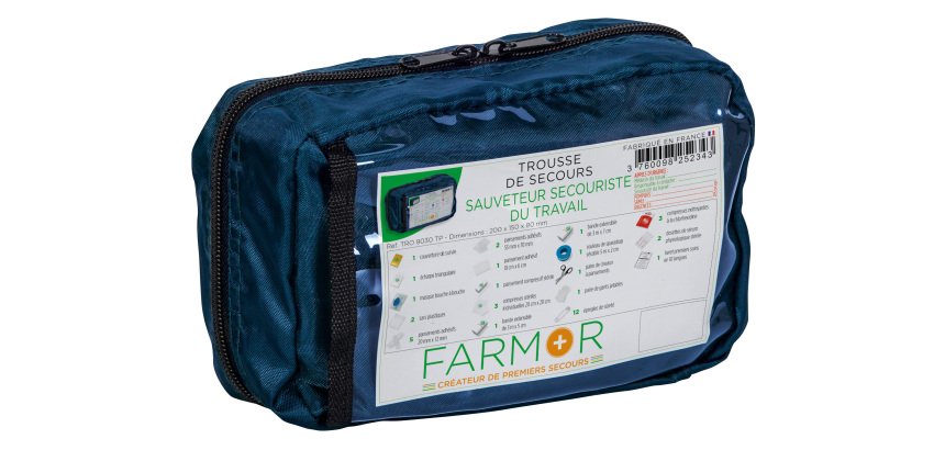 Trousse de secours S.S.T en tissu bleu