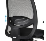 Ergonomischer Bürostuhl NODI, Stoff und Netz, mit 3D-Armlehnen und Kopfstütze, synchroner Mechanismus, schwarze Beine