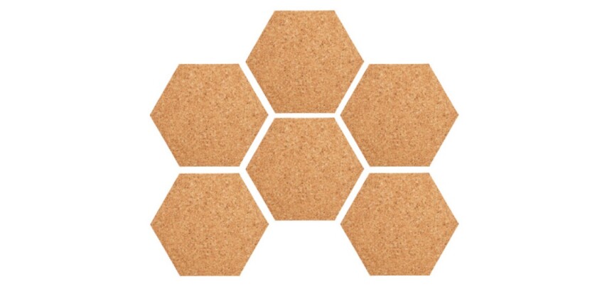 (6 unid)Tablero hexagonal corcho autoadhesivo 10mm (6 unid)
