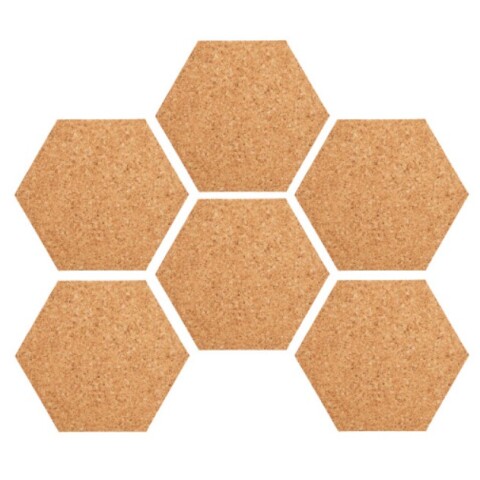 (6 unid)Tablero hexagonal corcho autoadhesivo 10mm (6 unid)