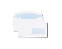 Enveloppe patte trapèze blanche C6/C5 115x229 80 g/m² fenêtre 45x100 gommée - Boite de 1000