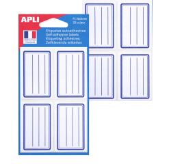 Etiquettes pour livre, blanc/bleu, 36 x 56 mm, lignées