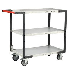 Servante montée 3 plateaux mélaminés 250 kg 850 x 500 mm roue TPE
