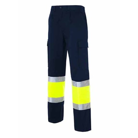 Pantalón multibolsillos alta visibilidad bicolor talla 52 - Azul marino