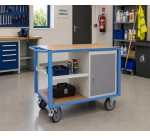 Servante établi équipée demi plateau tôle + 1 bloc porte 500 kg roue TPE