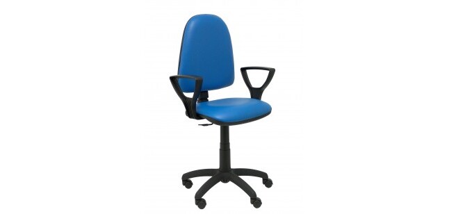 Silla Ayna similpiel antibacterias azul con brazos fijos
