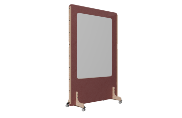 Cloison acoustique Enzo PET 24 mm avec tableau d'écriture émaillé blanc  - sur roulettes  L 120 x H 170 cm