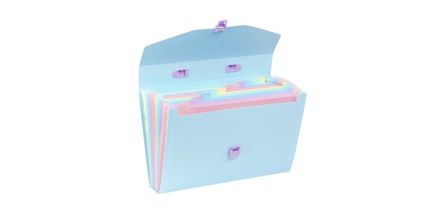 Trieur valisette 12 compartiments A4 - VIQUEL RAINBOW PASTEL - Bleu