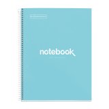 Notebook Emotions, Couverture rigide, A4, quadrillage 5x5 mm, 80 feuilles de 1 couleur, Miquelrius, Bleu Ciel.
