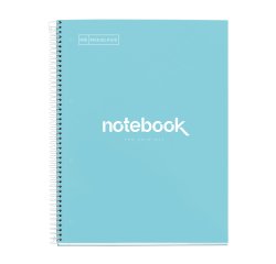 Notebook Emotions, Couverture rigide, A4, quadrillage 5x5 mm, 80 feuilles de 1 couleur, Miquelrius, Bleu Ciel.
