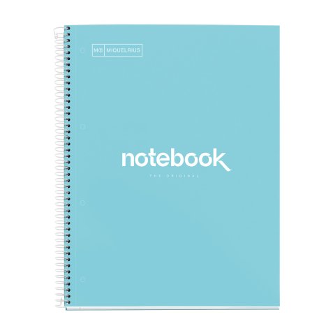 Notebook Emotions, Couverture rigide, A4, quadrillage 5x5 mm, 80 feuilles de 1 couleur, Miquelrius, Bleu Ciel.
