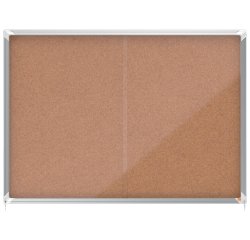 Vitrina de interior Nobo para 18 hojas A4 con superficie de corcho y puerta deslizante