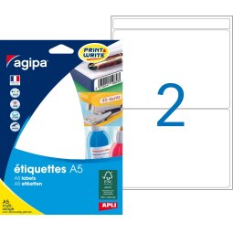 Etiquette adresse multi-usages 80 x 140 mm Agipa blanche - Pochette de 32