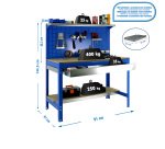 Banco de trabajo Simonwork BT3 con panel, cajón y repisa An 90 cm azul/madera