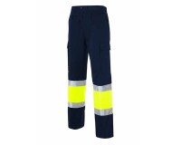 Pantalón multibolsillos alta visibilidad bicolor talla 40 - Azul marino