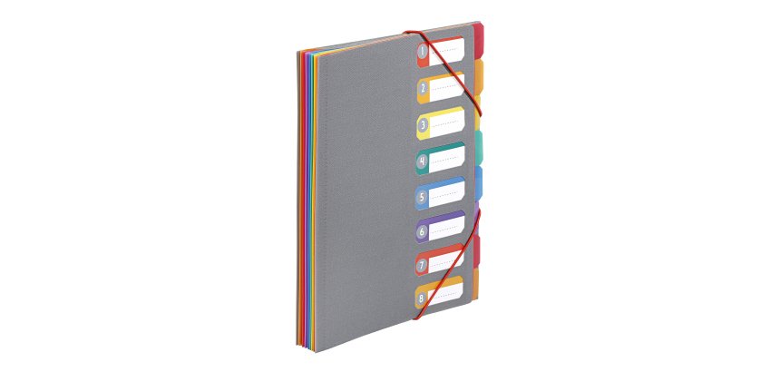 Trieur extensible à soufflets 8 compartiments – A4 – Viquel Rainbow Touch