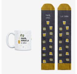 Kit Taza + Calcetines "Papá eres la caña" talla 42-46
