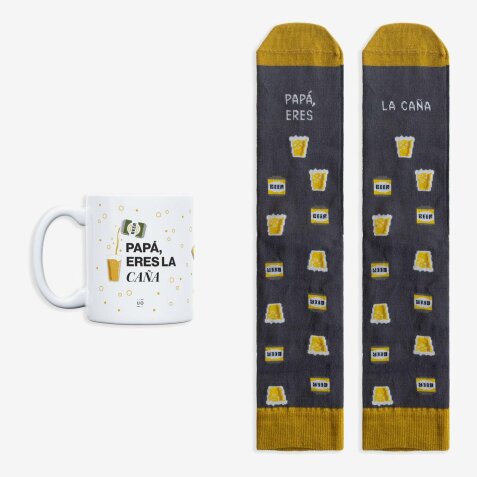 Kit Taza + Calcetines "Papá eres la caña" talla 42-46
