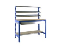 Banco de trabajo Simonwork BT1 con cajón y 3 estantes An 90 cm azul/madera