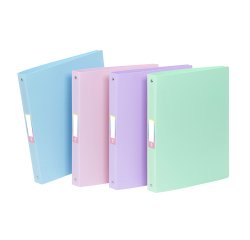 Classeur souple A4 - 4 anneaux - Dos 3,5 cm - polypropylène - RAINBOW PASTEL VIQUEL  - Coloris assortis