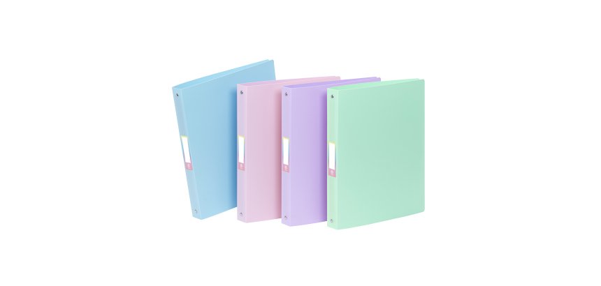 Classeur souple A4 - 4 anneaux - Dos 3,5 cm - polypropylène - RAINBOW PASTEL VIQUEL  - Coloris assortis