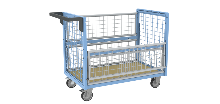 Chariot conteneur grillagé sans toit, 1000 x 600 mm, 250 kg