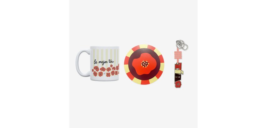 Kit Taza + Posavasos + Llavero "Tía"