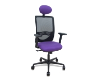 Silla de oficina Zulema con reposabrazos 2D y cabecera - Malva