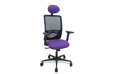 Silla de oficina Zulema con reposabrazos 2D y cabecera