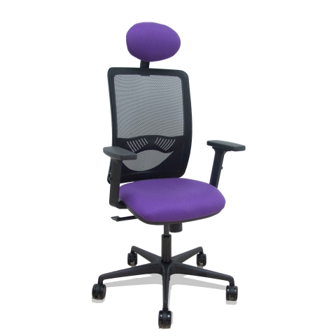 Silla de oficina Zulema con reposabrazos 2D y cabecera - Malva