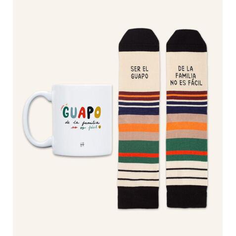 Taza + Calcetines "Ser el guapo de la familia no es fácil" talla 42-46
