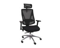Fauteuil de bureau ergonomique FUTURA 4S PLUS tissu et maille, avec accoudoirs 4D et appui-tête, mécanisme synchrone, pieds noirs