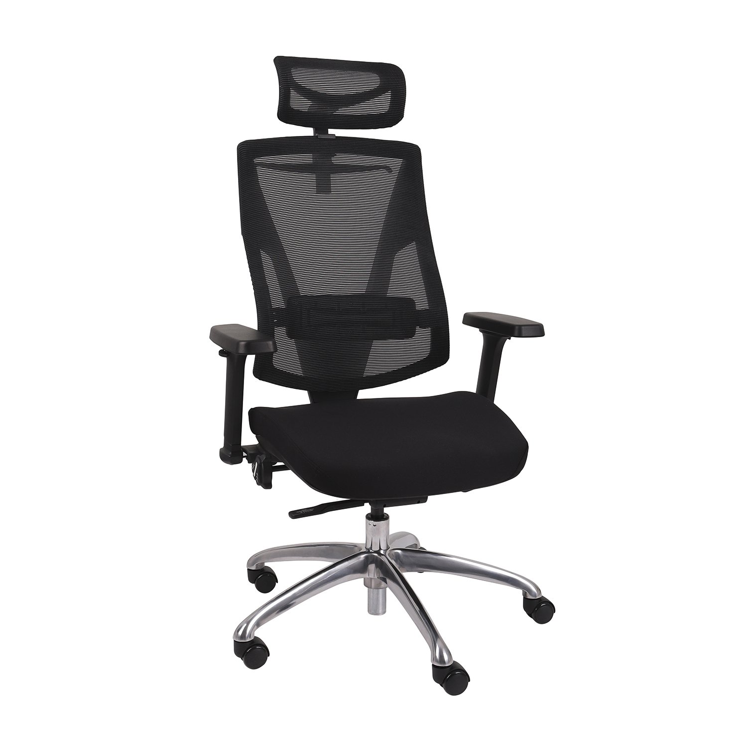 Fauteuil de bureau ergonomique FUTURA 4S PLUS tissu et maille, avec accoudoirs 4D et appui-tête, mécanisme synchrone, pieds noirs