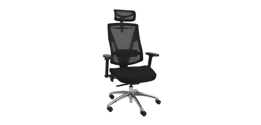 Fauteuil de bureau ergonomique FUTURA 4S PLUS tissu et maille, avec accoudoirs 4D et appui-tête, mécanisme synchrone, pieds noirs