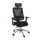 Fauteuil de bureau ergonomique FUTURA 4S PLUS tissu et maille, avec accoudoirs 4D et appui-tête, mécanisme synchrone, pieds noirs
