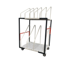 Servante haute pour stockage de cartons pliés plateau mélaminé 150 kg roue TPE
