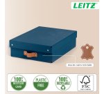 Caja de almacenamiento Leitz Puro con tapa, media baja, 8L, cartón 100% reciclado, paquete de 2 - Azul marino - 8