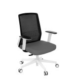 Chaise de bureau ergonomique COCO tissu et maille, avec accoudoirs 3D, mécanisme synchrone, pieds blancs