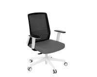 Chaise de bureau ergonomique COCO tissu et maille, avec accoudoirs 3D, mécanisme synchrone, pieds blancs
