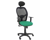 Fauteuil Alocén en maille noire, accoudoirs réglables, tête fixe, siège bali