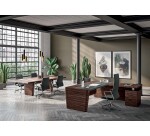 Bureau d'angle direction Xennon L.190 x P.220 avec retour sur caisson et sous-main en cuir