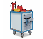 Petite servante établi 4 tiroirs plateau bois médium 400 kg roue TPE