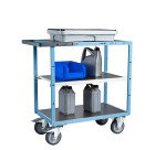 Servante mécano-soudée 3 plateaux tôle galvanisée 400 kg 850 x 500 mm roue TPE
